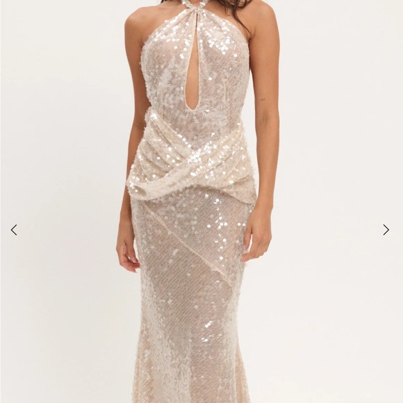 For Love And Lemons White Sequin Halter Dress - Picture 2 of 5